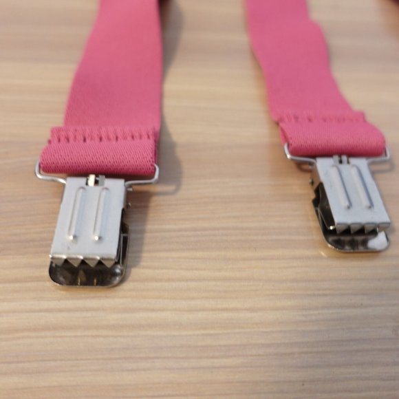Suspender‎ Mens Pink Clip On X Back Adjustable Strap Stretch Prom Bright Adult - Picture 6 of 8